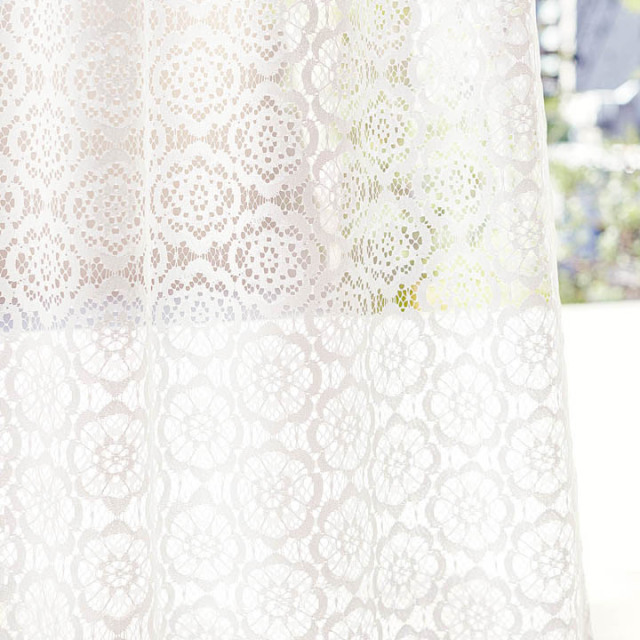 【北欧ビンテージ】花柄のボビンレースのレースカーテン【SC-1713】ホワイト