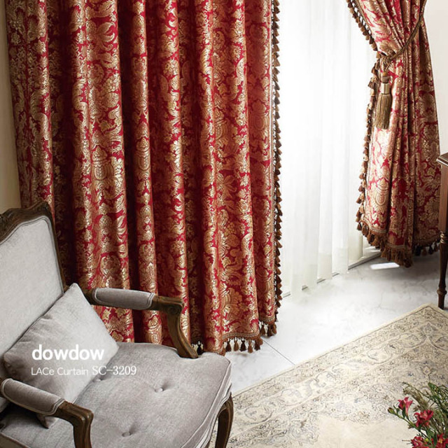 ゴシックモダン】豪華で高貴なクラシック柄の高級カーテン【SC-3209