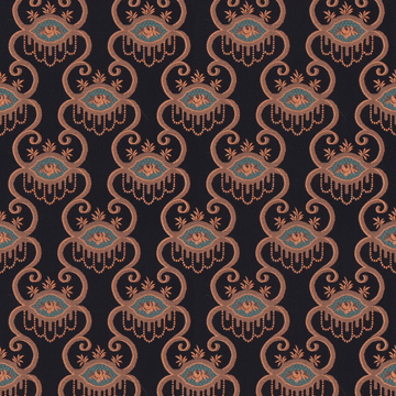 【ゴシック モダン】タッキーな装飾格子柄のドレープカーテン＆シェード【SC-3222】ブラック＆カッパー