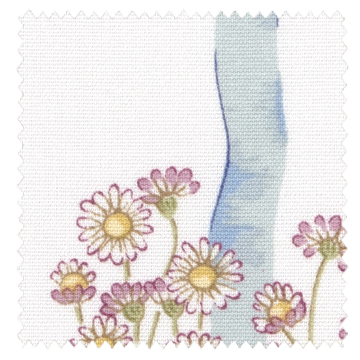 【シャビーシック】デイジーの花束柄のドレープカーテン＆シェード【UX-2170】ホワイト＆ブルー