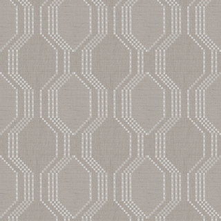 【ミッドセンチュリー】シックな幾何学柄のドレープカーテン＆シェード【UX-5008】グレージュ