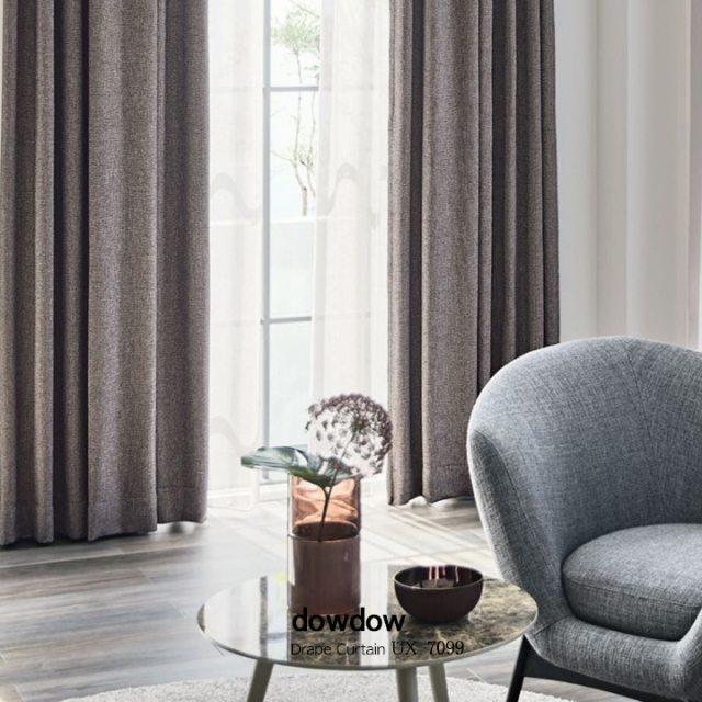 イタリアンモダン】3色の色糸をミックスした無地調のドレープカーテン【UX-