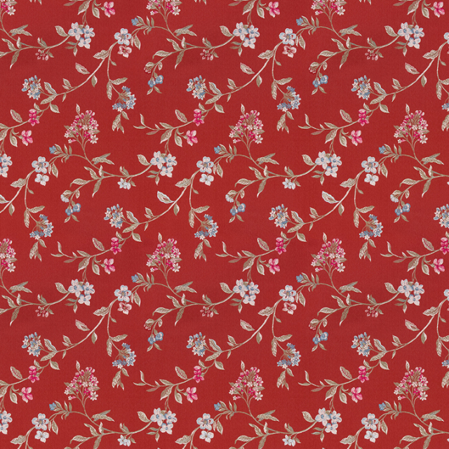 【アメリカン クラシック】アンティークな花柄の高級ドレープカーテン【UX-7383】レッド