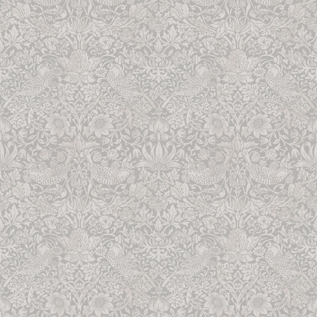 【ウィリアム モリス】いちご泥棒の遮光カーテン【UX-7457】ナチュラルグレー