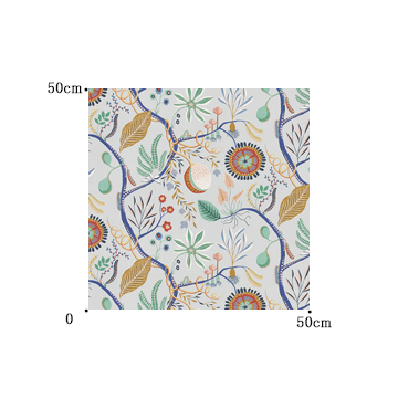 【ミッドセンチュリー】レトロな花柄のドレープカーテン【UX-7484】ライトグレー