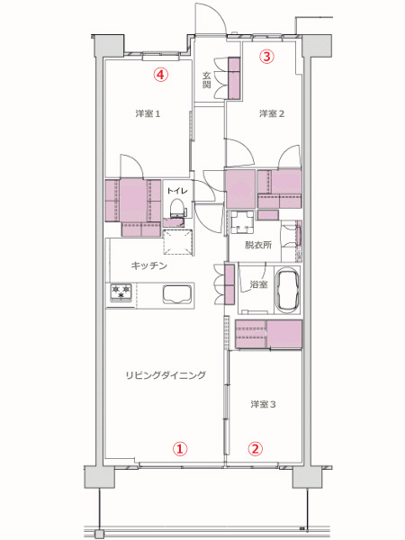 3LDKマンション間取り図