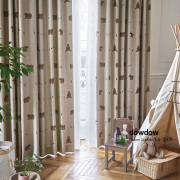 【北欧モダン】クマの遮光カーテン【ES-3209】ブラウン