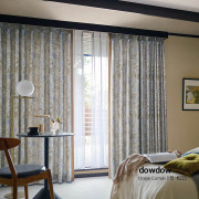 【アンティーク-クラシック】庭園の花柄のドレープカーテン【HS-6221】アイボリー＆ブラウン