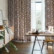 【クラシックモダン】クラシックな花柄のドレープカーテン【HS-8202】ブラウン