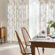 【フレンチカントリー】花柄リネンプリントのドレープカーテン【HS-8225】ピンク＆グリーン