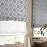 【イタリアンモダン】ダマスク･サークル柄のドレープカーテン【HS-8407】グレー