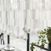 【ミッドセンチュリー】バックカットのランダムな幾何学柄のレースカーテン【HS-8483】グレージュ