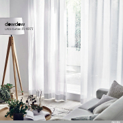 【遮熱レース】細かいストライプの遮熱ボイルのレースカーテン【IS-4377】ホワイト