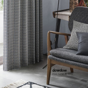 【ミッドセンチュリー】モザイクのような織のドレープカーテン【IS-5072】ブルーグレー