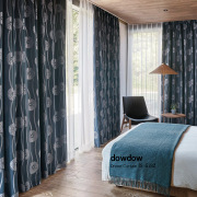 【和モダン】変わり立涌と菊松葉の遮光カーテン【IS-5182】濃藍色