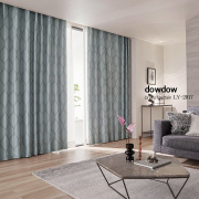 【イタリアンモダン】ラインウェーブ柄のドレープカーテン【LY-2017】ブルーグレー