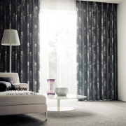 【フレンチシック】スタイリッシュな花柄のジャガード織のドレープカーテン【RZ-8121】チャコールグレー