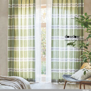 【ナチュラルモダン】擦れたボーダー柄のドレープカーテン【RX-A926】グリーン