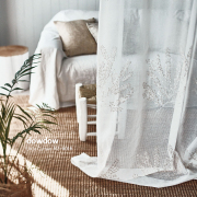 【フレンチシック】植物の実の刺繍レースカーテン【RZ-5016】ホワイト＆シャンパンゴールド