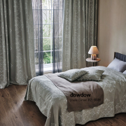 【イタリアンモダン】オーナメント刺繍のカーテン【RZ-5038】ナチュラルグレー