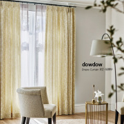 【フレンチ カントリー】アカンサス紋様のドレープカーテン【RZ-5099】イエロー