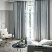 【イタリアンモダン】光沢ステッチの幾何学柄の遮光カーテン【RZ-5213】ブルーグレー