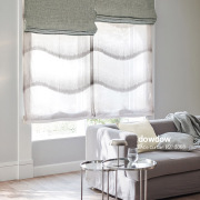 【フレンチシック】カットジャガードの波柄のレースカーテン【RZ-5368】グレー