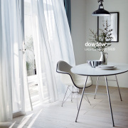 【ミッドセンチュリー】ドライなストライプ柄のレースカーテン【RZ-5419】ホワイト