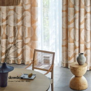 【ミッドセンチュリー】レトロでナチュラルな幾何学柄のカーテン【RZ-8067】オレンジベージュ