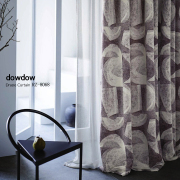 【ミッドセンチュリー】レトロでナチュラルな幾何学柄のカーテン【RZ-8068】ダークパープル