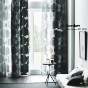 【ミッドセンチュリー】サークル柄のオパールプリントのレースカーテン【RZ-D511】ブラック