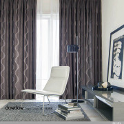 【シンプル モダン】曲線の幾何学柄のドレープカーテン＆シェード【SC-0098】ダークブラウン