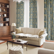 【アンティークラシック】アラベスクの花柄のジャガード織のドレープカーテン【SC-1290】ブルーグリーン