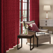 【クラシックモダン】ラグジュアリーな起毛のダマスク柄のドレープカーテン【SC-1291】ダークレッド