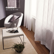 【イタリアンモダン】ウェーブラインの格子柄の遮熱レースカーテン【SC-1737】ホワイト