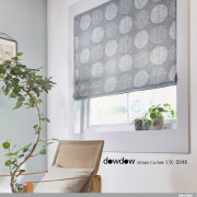 【北欧モダン】サークルの幾何学柄のドレープカーテン＆シェード【UX-2046】グレー