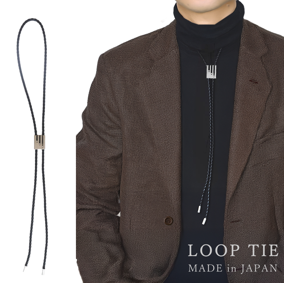 ループタイ ネックレス メンズ レディース 紐 合皮レザー クリスタルガラス スクエア 日本製 メール便 dplus arts