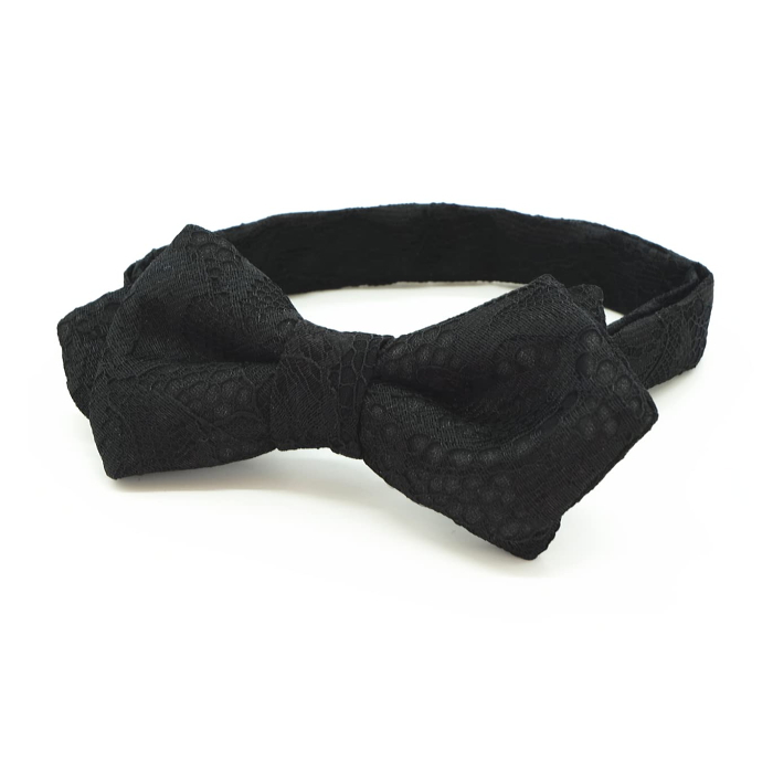 蝶ネクタイ 黒 レース×シフォン 日本製 簡易留具 メール便 送料無料 dplus arts