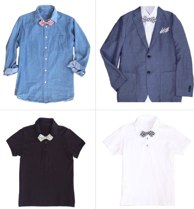 蝶ネクタイ リネン ギンガムチェック