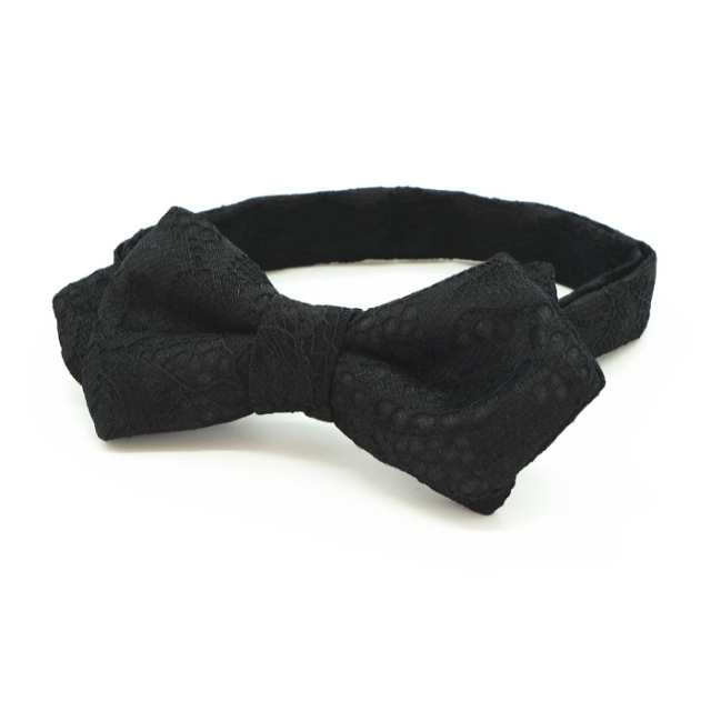 蝶ネクタイ 黒 レース×シフォン 日本製 簡易留具 メール便 送料無料 dplus arts