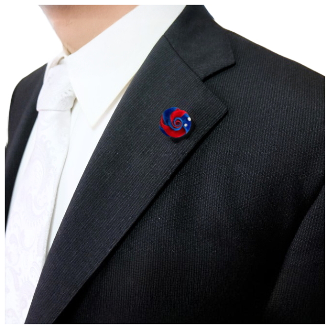 2025年限定色】赤と青の ブートニエール ラペルピン タックピン キラっ