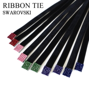 リボンタイ 黒 メンズ レディース カラー クリスタルガラス ベルベット リボン 0.9cm幅 細い 日本製 ベロア メール便 dplus arts