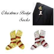 クリスマス ピンバッジ Xmas 靴下 モチーフ メンズ レディース ピンブローチ シンプル 日本製 dplus arts