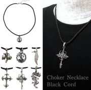 ネックレス チョーカー メンズ レディース 黒 紐 レザー調 合成皮革 編み込み 編み紐 メール便