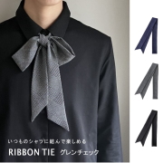 スカーフ メンズ レディース リボンタイ ボウタイ ナロー グレンチェック柄 5cm幅 日本製 メール便配送 dplus arts