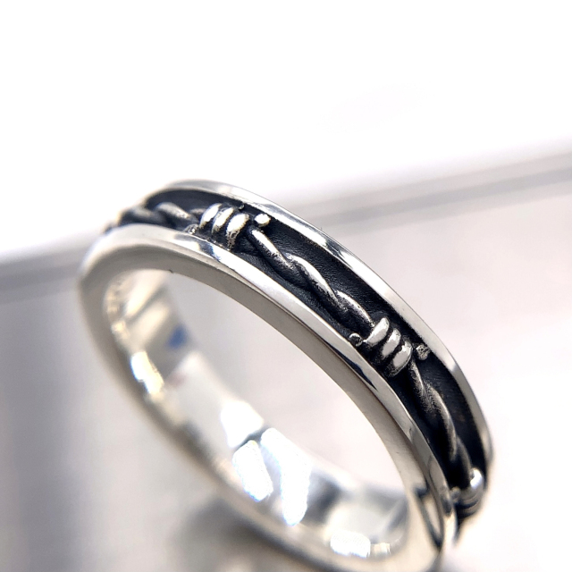 有刺鉄線のリング、FC285、シルバー925製