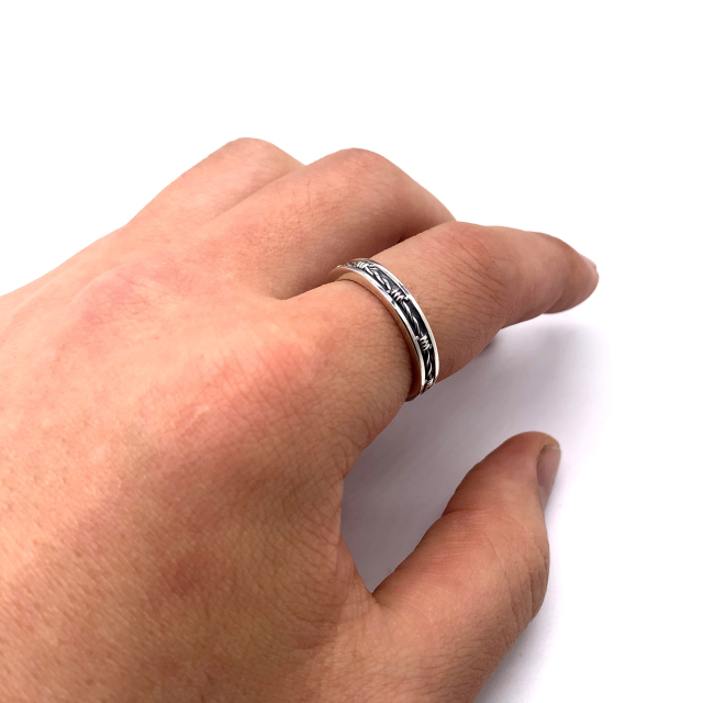 有刺鉄線のリング、FC285、シルバー925製