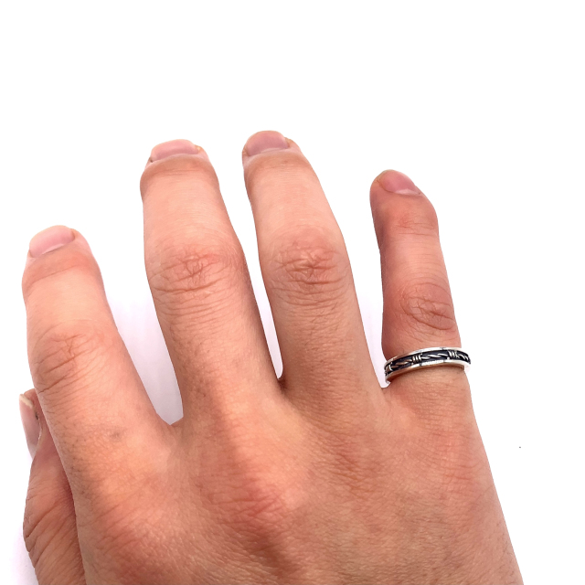 有刺鉄線のリング、FC285、シルバー925製