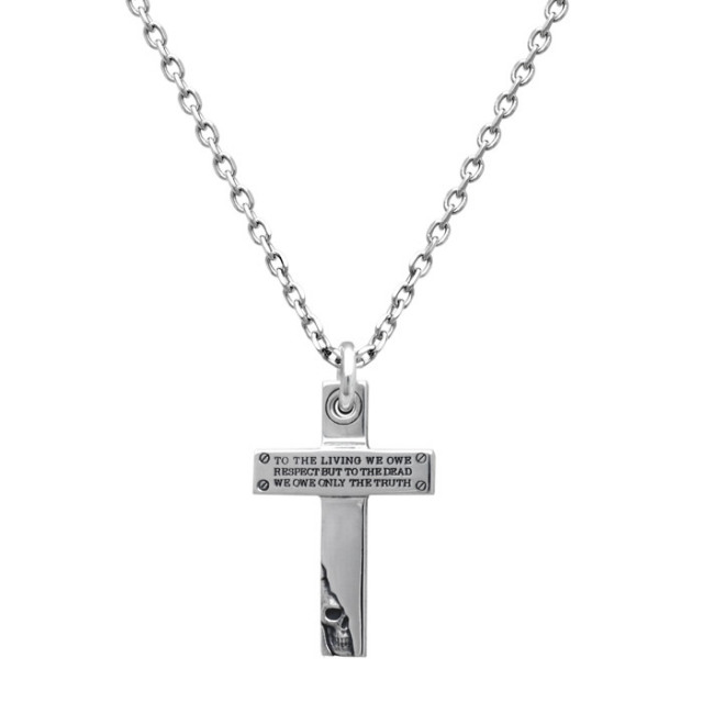 【送料無料】Dr MONROE(ドクターモンロー) メッセージクロススカルペンダント　FC-276-SV