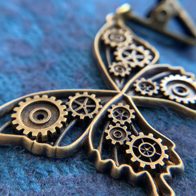 ストールクリップ、clp01、真鍮製、蝶のデザイン